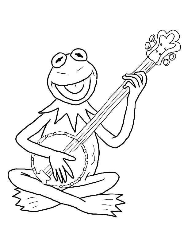 Frog Playing Banjo Coloring Page - Free Printable Coloring Pages for Kids