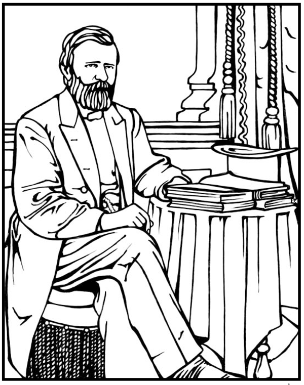 Ulysses Grant Coloring Page | Purple Kitty