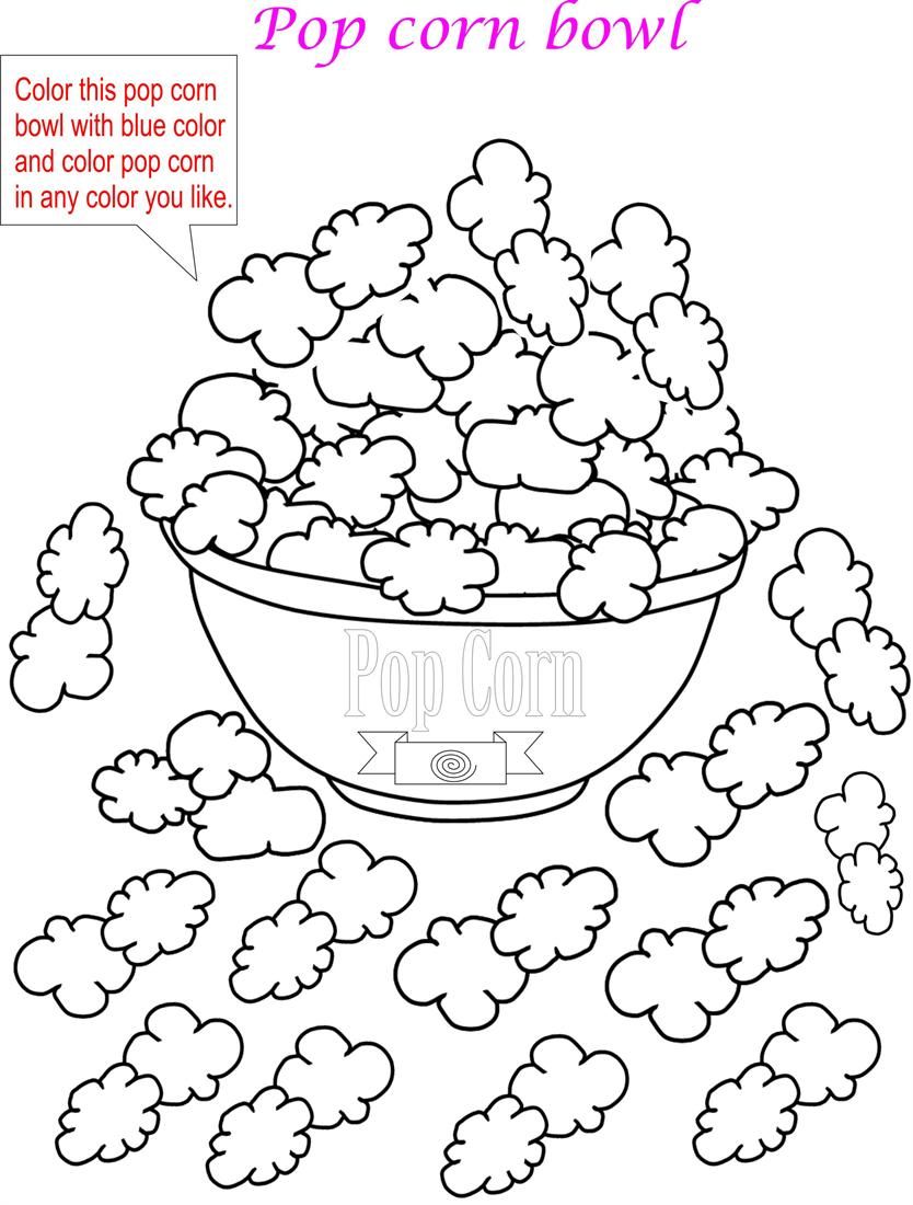Pop corn coloring page for kids