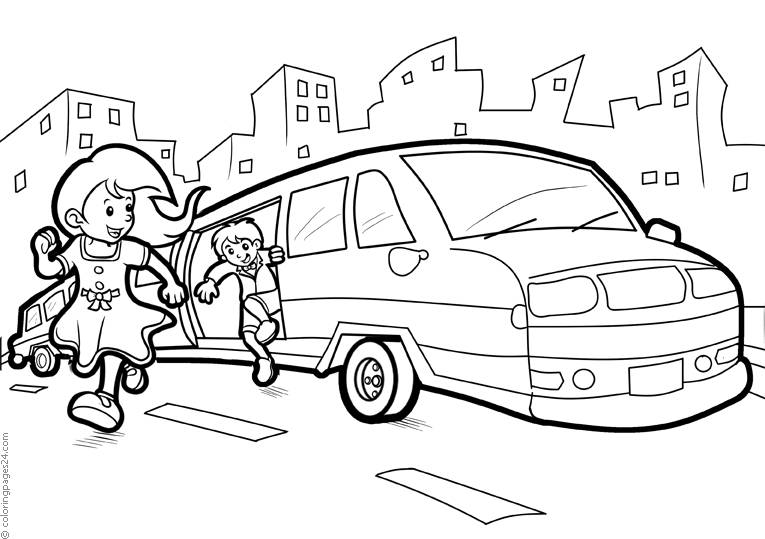 Дети в лимузине - скачать или распечатать раскраску из категории «Лимузин»  бесплатно #595