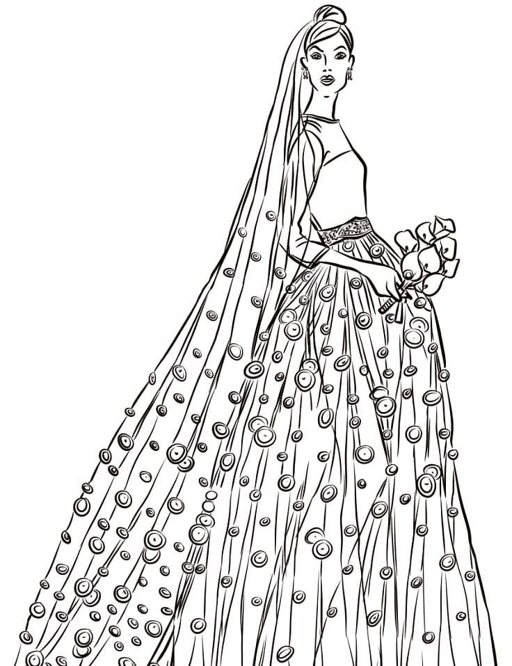 Beautiful Bride Coloring Page - Free Printable Coloring Pages for Kids