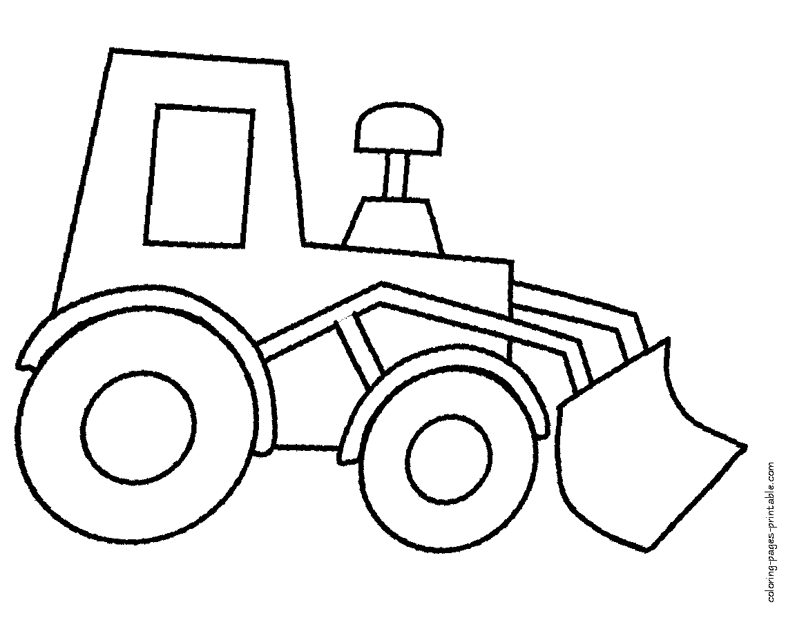 Preschool coloring. Bulldozer picture || COLORING-PAGES-PRINTABLE.COM