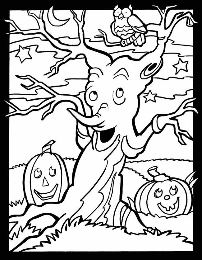 Halloween owl jackolantern tree | Stuff to Color