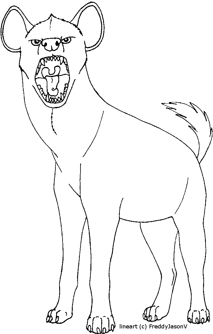 Angry Spotted Hyena lineart by CrazyCrocuta on deviantART
