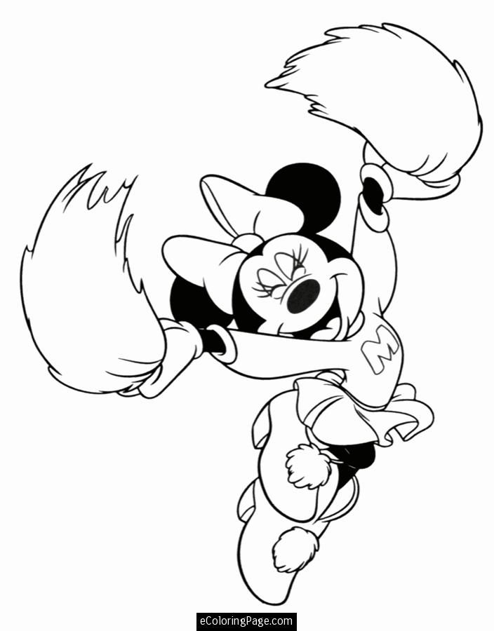 Cheerleader Minnie Mouse Printable Coloring Page | eColoringPage 