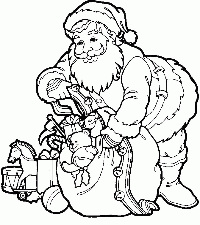 Boy Asking For Gifts With Santa Claus Coloring Page - Christmas 