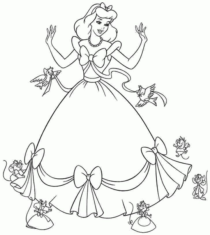 Free Printable Disney Princess Cinderella Coloring Sheets For Kids 