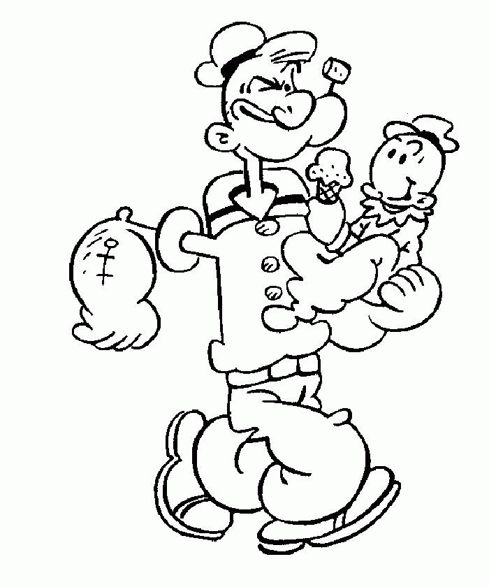 Popeye Cartoon Characters Coloring Pages to Print