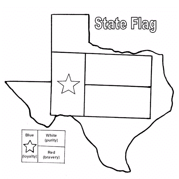 texas state flag and state to color with color instructions