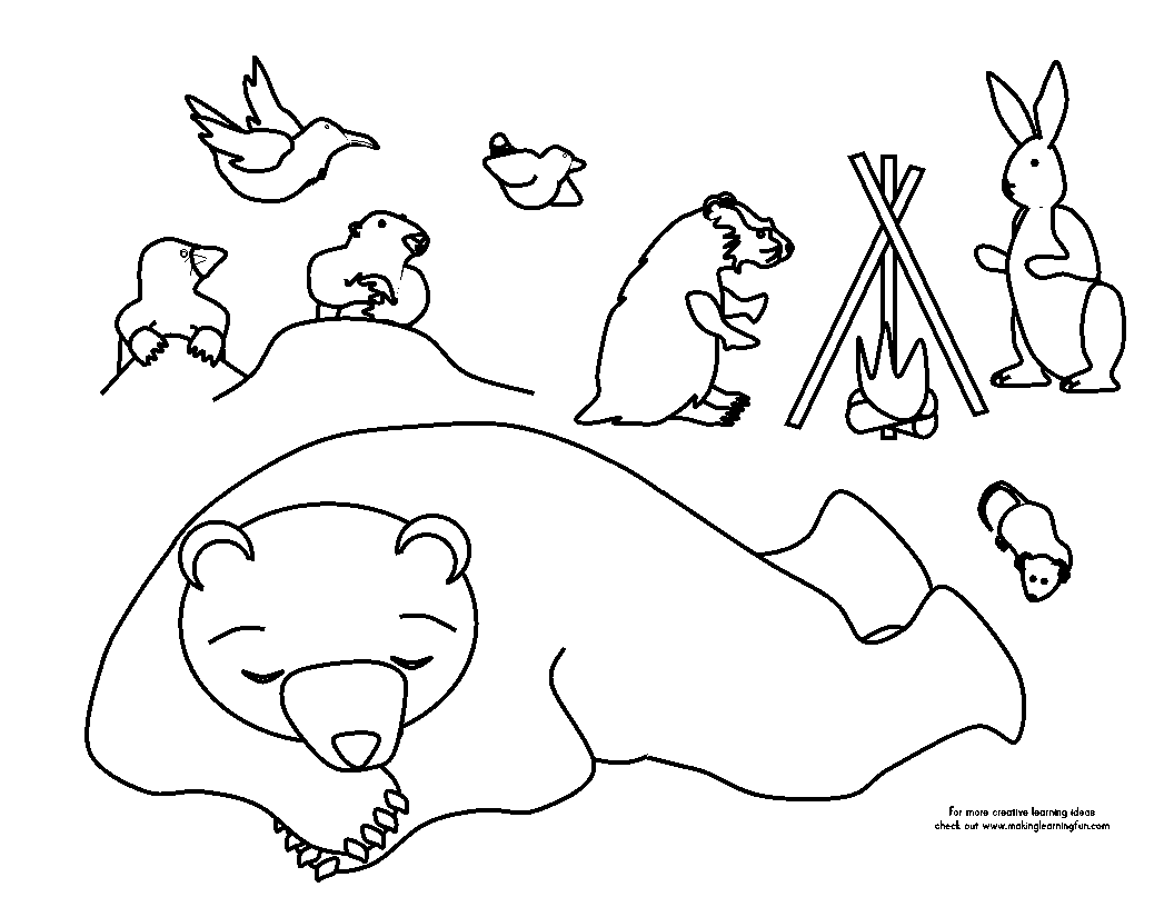 bear snores on coloring page