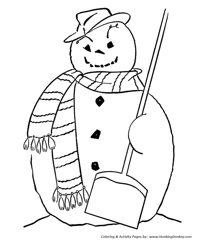 Winter Coloring - Kids Snowman with a hat Coloring Page Sheets of the Winter  Season | HonkingDonkey