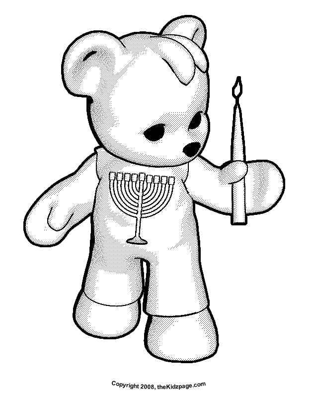 Hanukkah Bear - Free Coloring Pages for Kids - Printable Colouring 