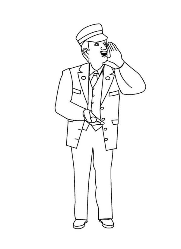 Train Conductor in Professions Coloring Pages : Batch Coloring