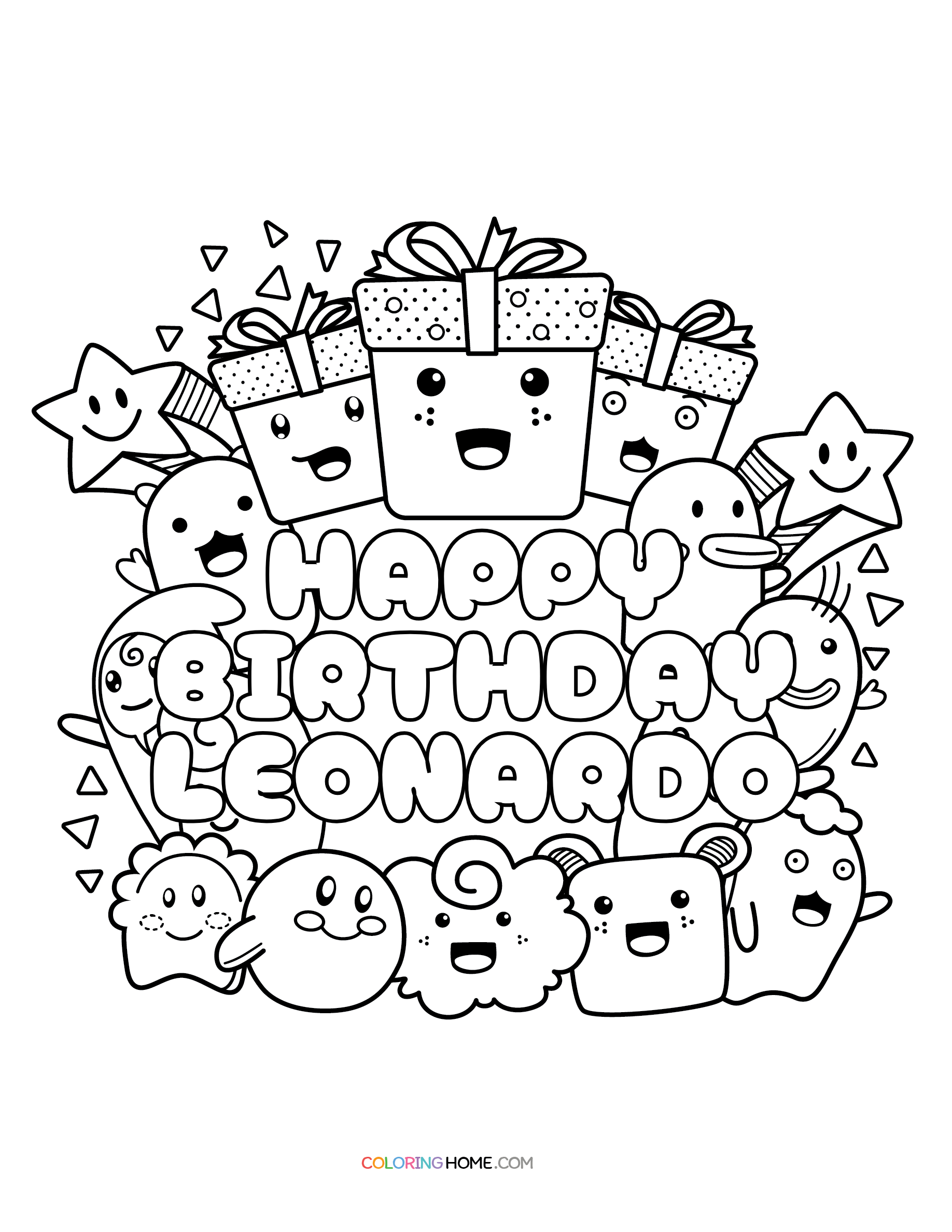 Happy Birthday Leonardo coloring page