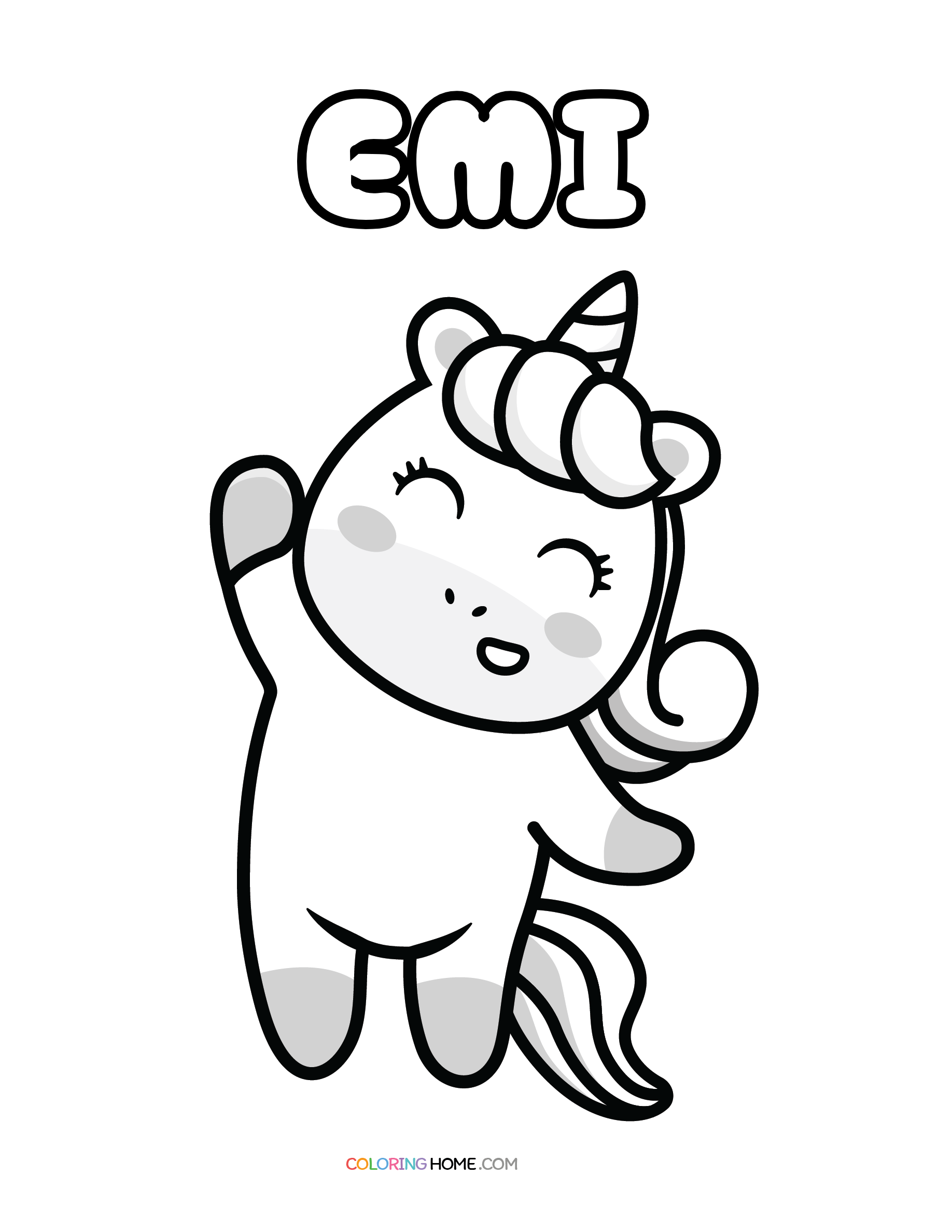 Emi unicorn coloring page