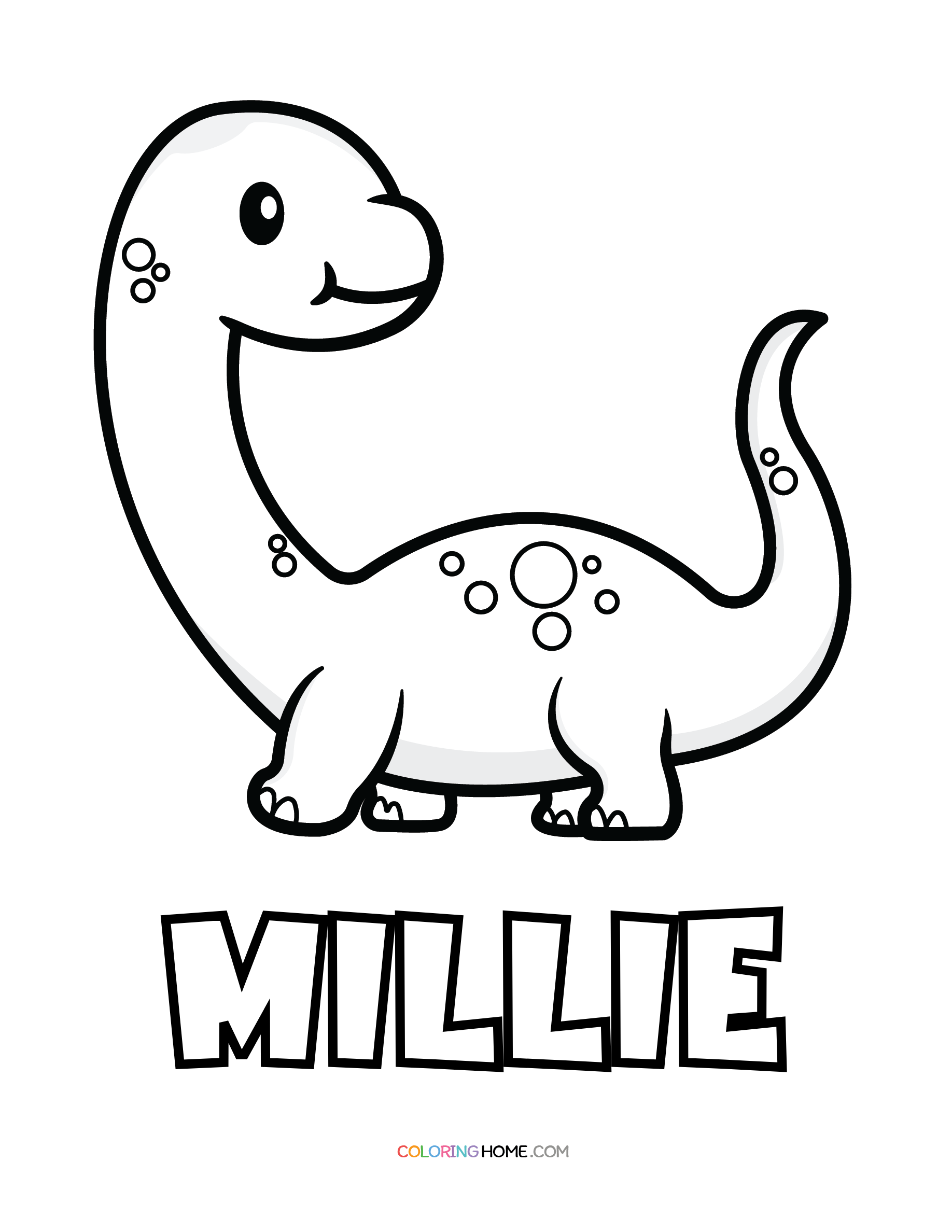 Millie dinosaur coloring page