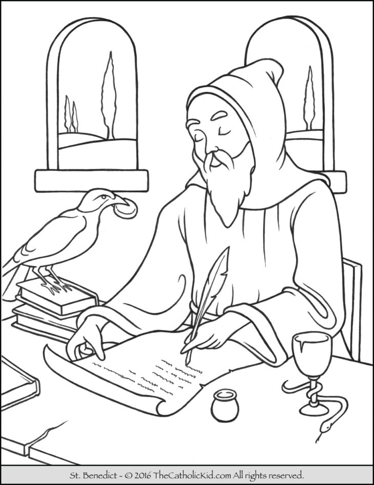 Saint Benedict Coloring Page - The Catholic Kid