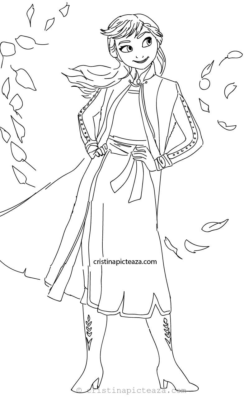 Anna from Frozen 2 Coloring Pages - Cristina Picteaza.com