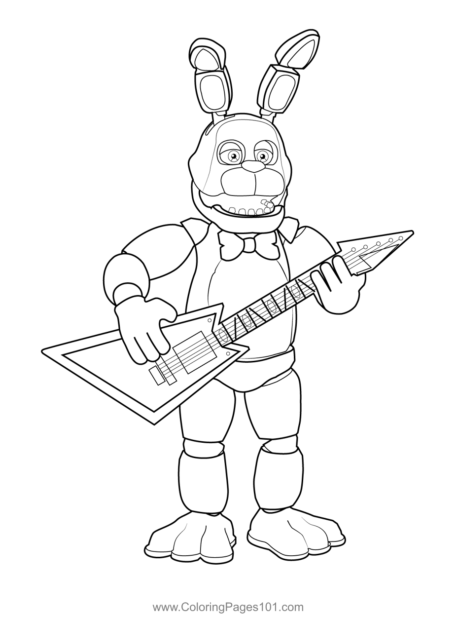 Bonnie the Rabbit FNAF Coloring Page for Kids - Free Five Nights at  Freddy's Printable Coloring Pages Online for Kids - ColoringPages101.com | Coloring  Pages for Kids
