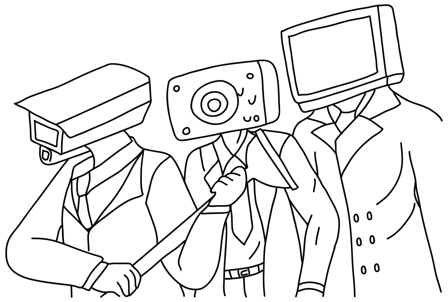 Cameramen, Speakerman, TV Man Coloring Page - Free Printable Coloring Pages