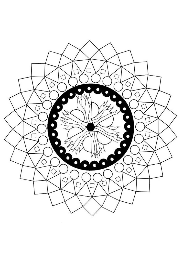 Mandala of the four elements coloring pages - Hellokids.com