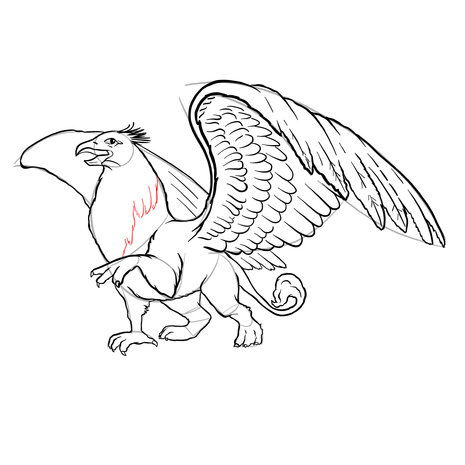 How to draw a Gryphon - Sketchok easy drawing guides