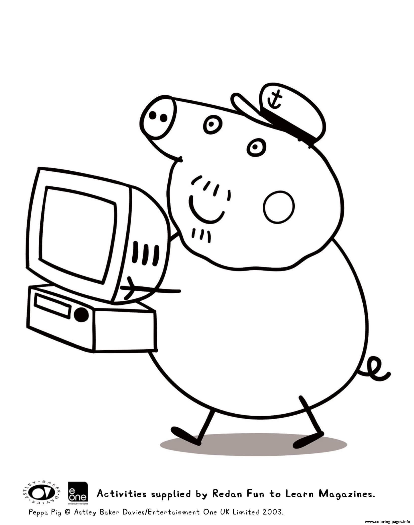 Grandpa Computer Peppa Pig Coloring Pages Printable