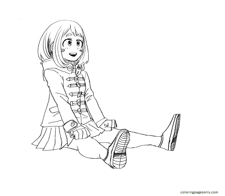 Uraraka sitting Coloring Pages - Uraraka Coloring Pages - Coloring Pages  For Kids And Adults