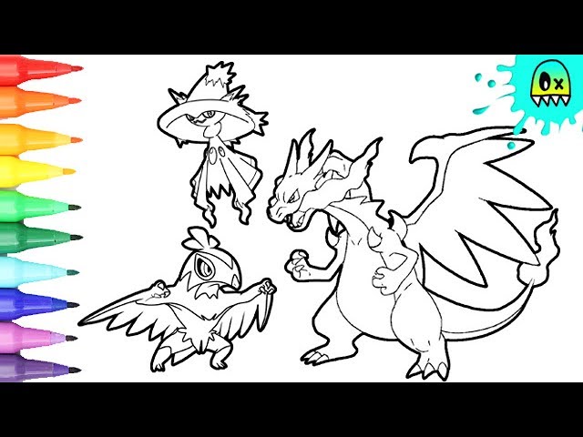 Pokemon Coloring Pages Hawlucha and Mega Charizard I Fun Coloring Videos  for Kids - YouTube