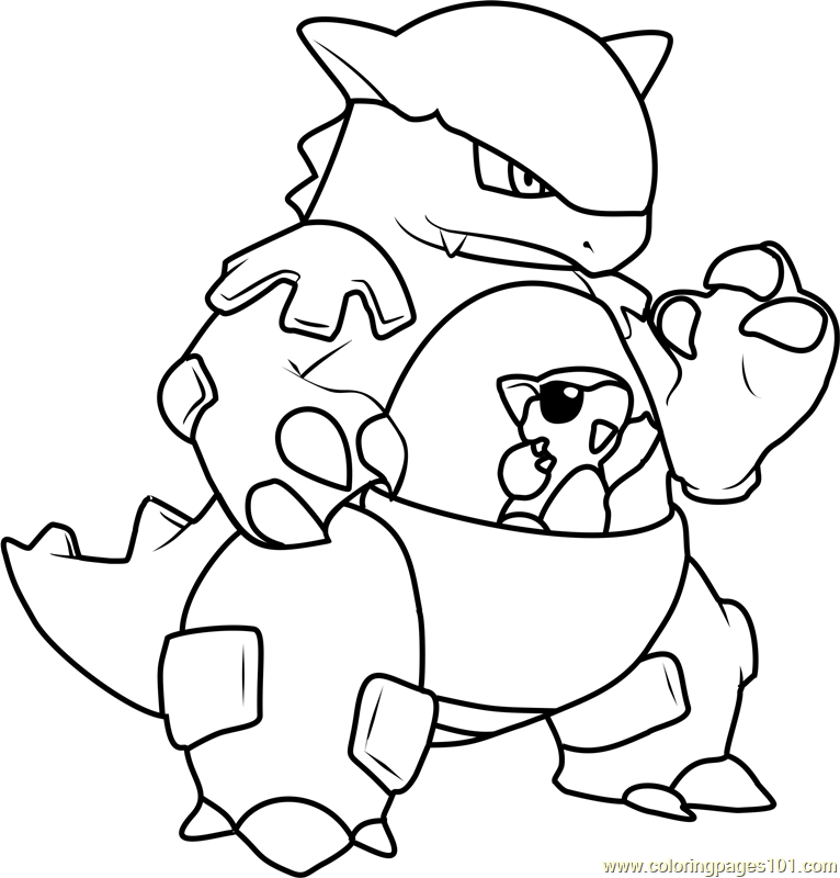 Kangaskhan Pokemon Coloring Page for Kids - Free Pokemon Printable Coloring  Pages Online for Kids - ColoringPages101.com | Coloring Pages for Kids