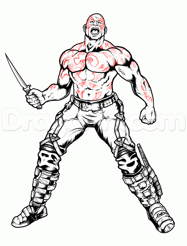 How to Draw From Guardians of the Galaxy Drax - Get Coloring Pages