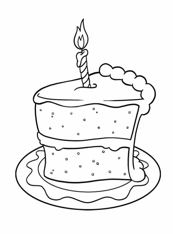 Piece of cake birthday coloring book to print and online