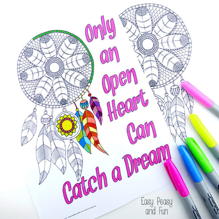 Dream Catcher Coloring Pages for Adults - Easy Peasy and Fun