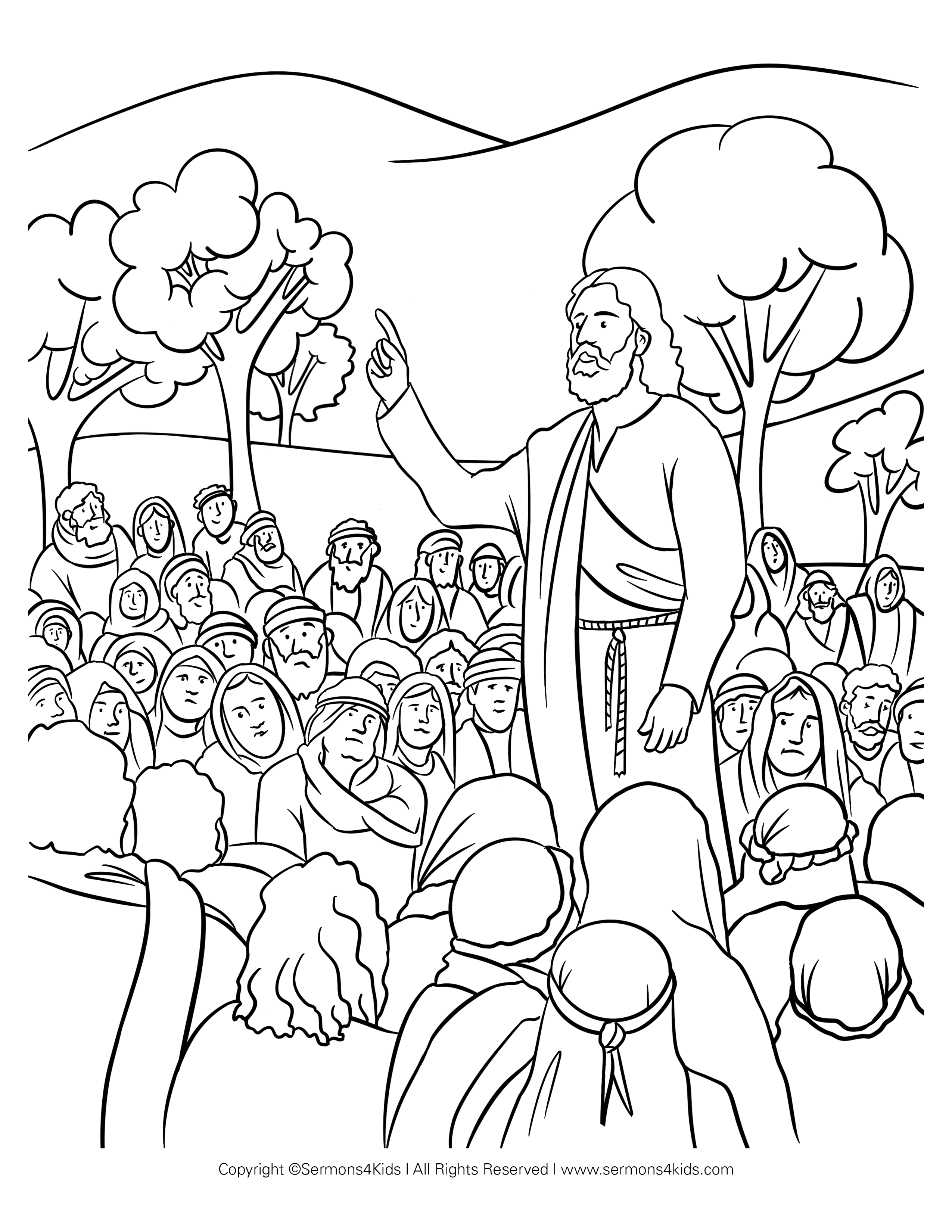 Sermon on the Mount Coloring Page | Sermons4Kids