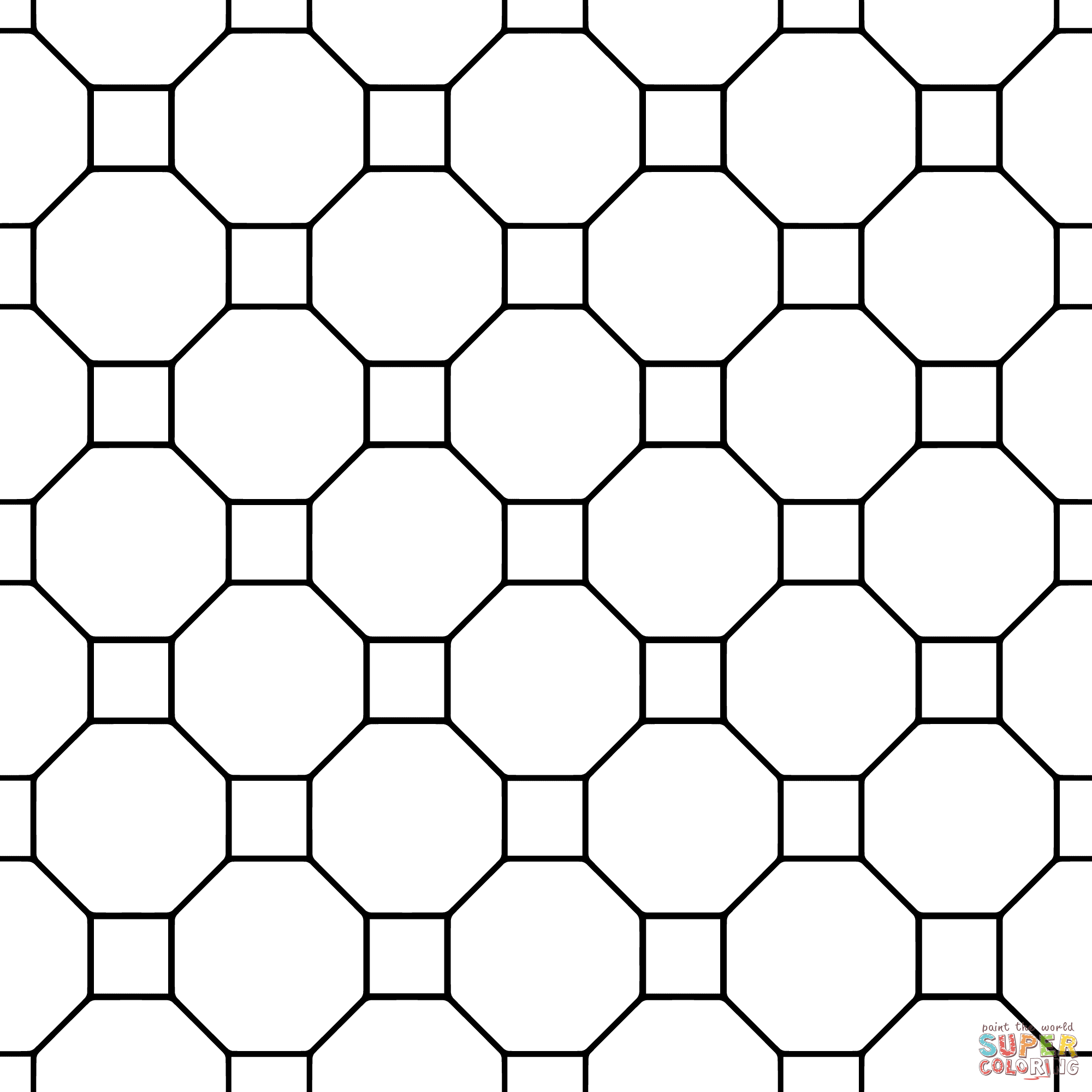 Tessellation with Octagon and Square coloring page | Free ...