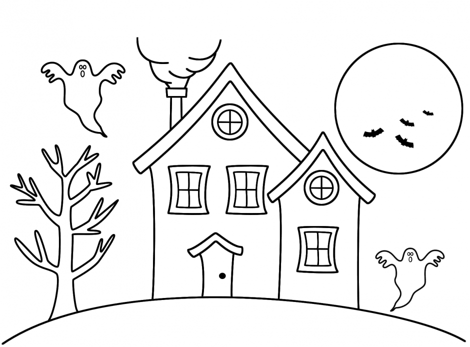 Haunted House Coloring Page With Ghosts Id 90903 Uncategorized 