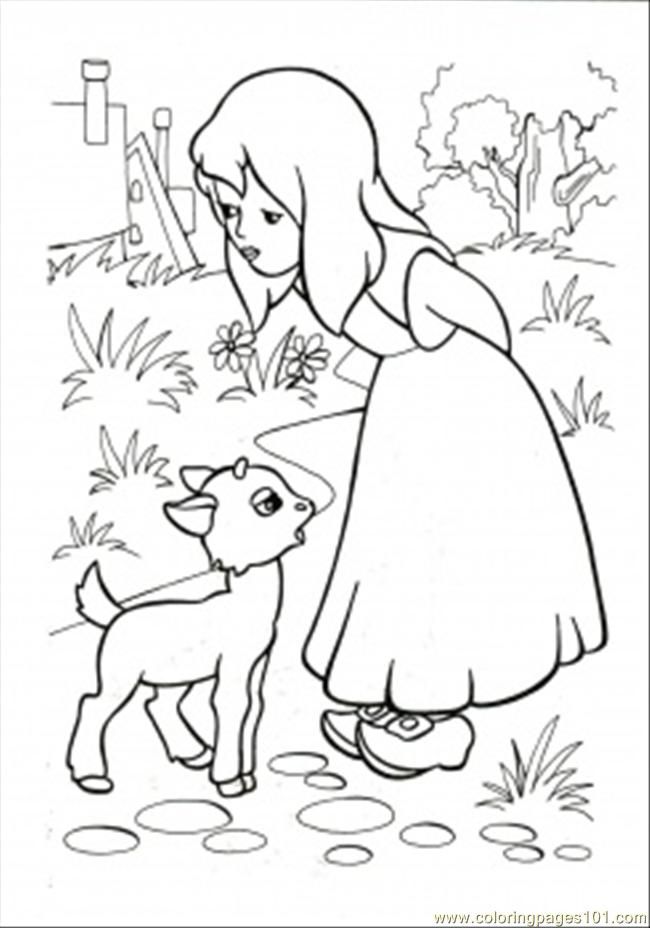 Coloring Pages Gerda With Little Lamb (Cartoons > Others) - free 