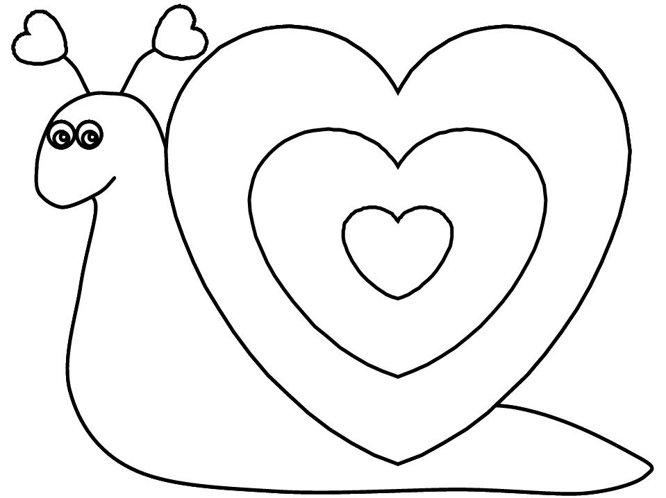 Printable Heartsnail Valentines Coloring Pages - Coloringpagebook.com