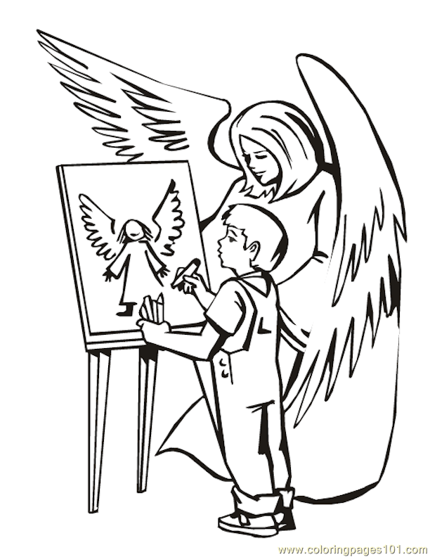 Coloring Pages 001 Angels 18 (Other > Religions) - free printable 