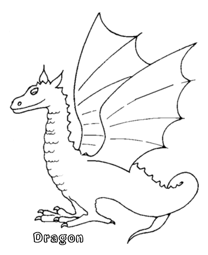 BlueBonkers - Mythical Animals and Beasts Coloring Sheets - Dragon 