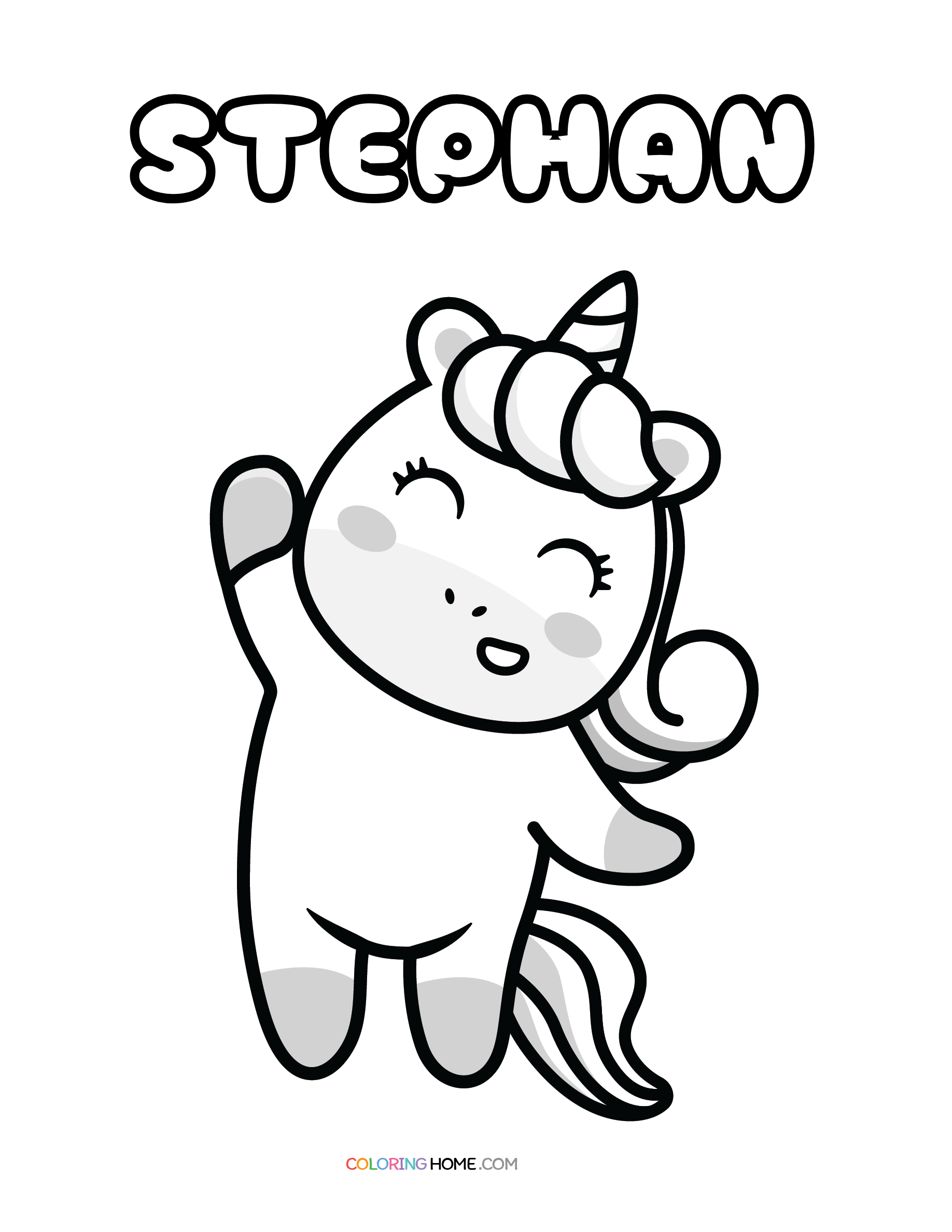 Stephan unicorn coloring page