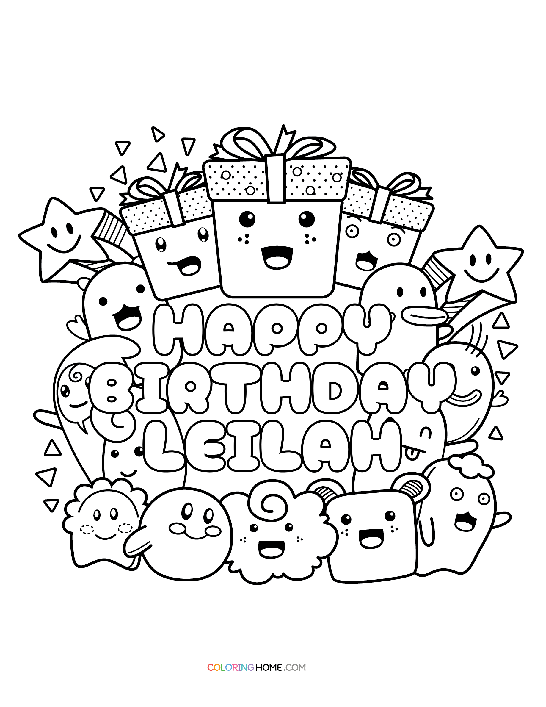 Happy Birthday Leilah coloring page