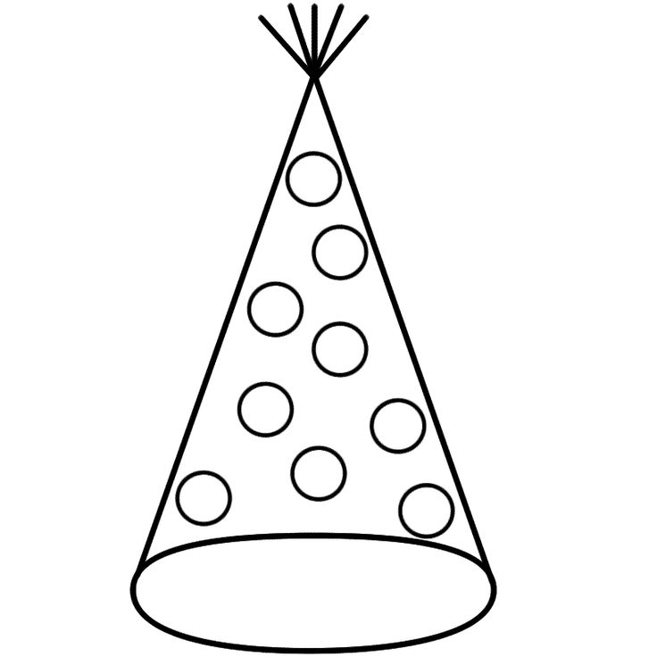 Party Hat with Dots - Coloring Page (New Years) | Birthday hat, Coloring  pages, Party hats