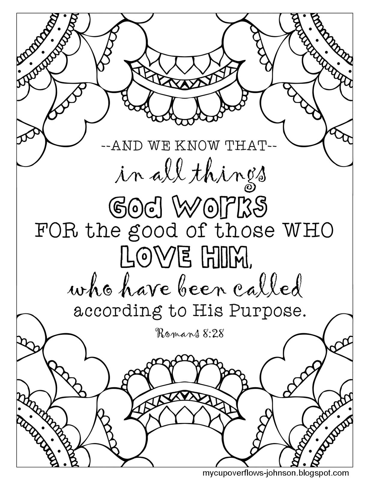God Works for Our Good | Bible verse coloring, Scripture coloring, Bible  crafts
