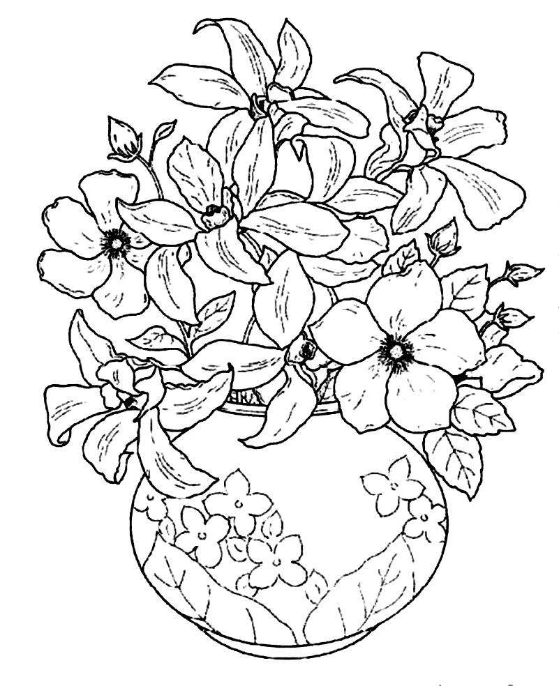 Beautiful flower pot coloring pages
