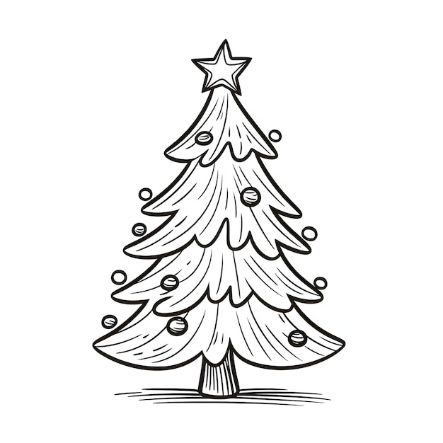 White coloring sheet Xmas tree ...