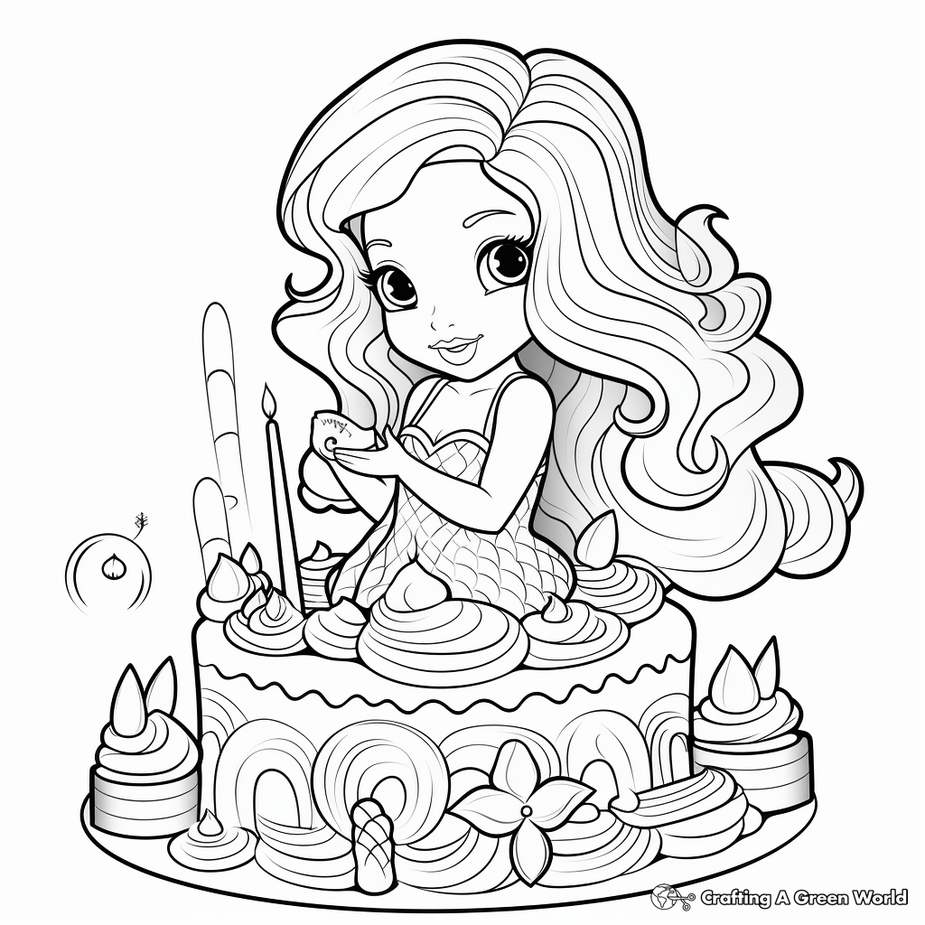 Mermaid Cake Coloring Pages - Free & Printable!