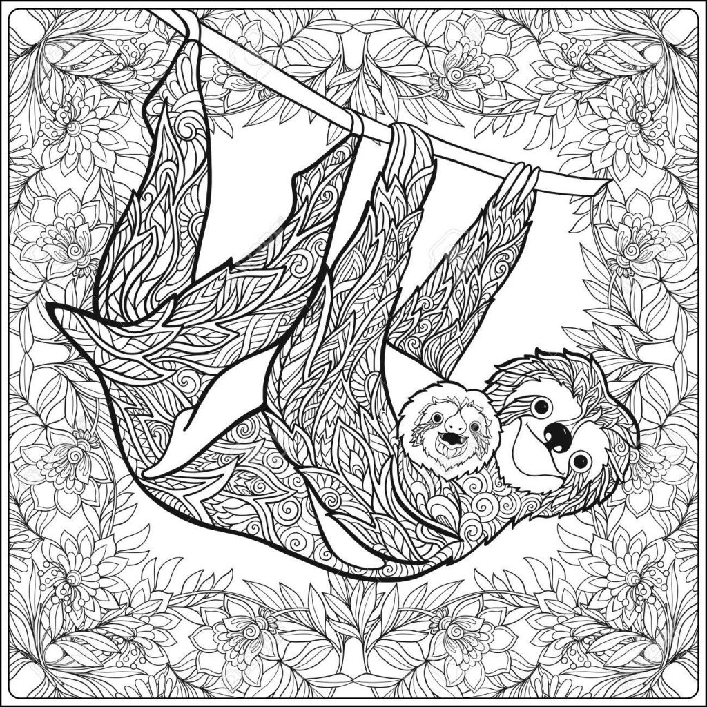 Coloring Page ~ Coloring Page Sloth With Lovely In Forestook For ...