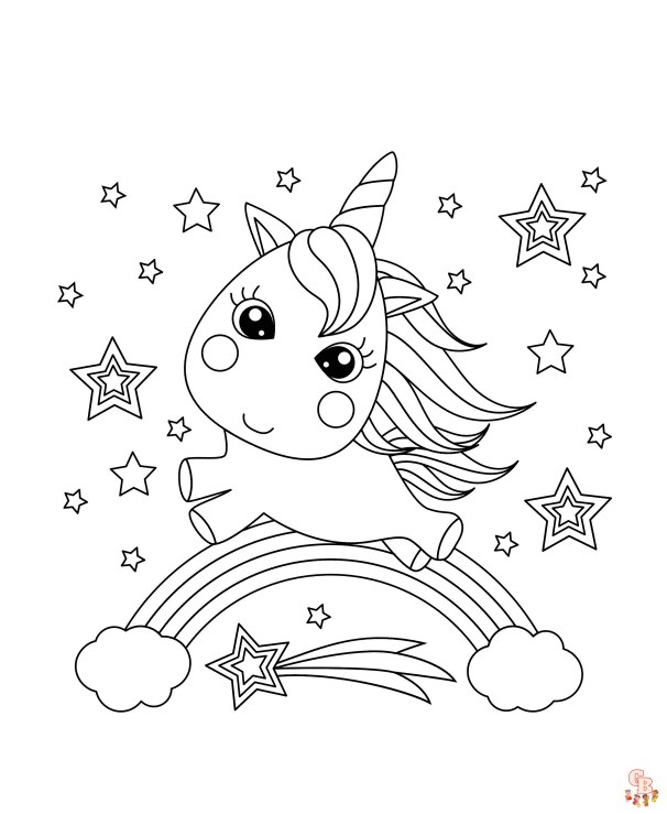 Magic Unicorn Rainbow Coloring Page - Coloring Nation