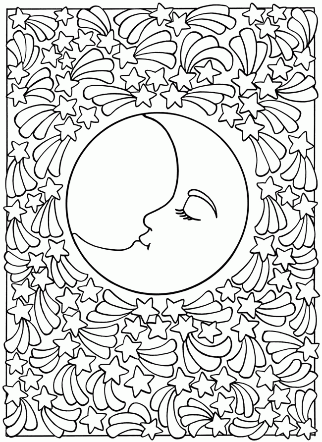 moon coloring page for adults - Clip Art Library